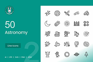 50 Astronomy Line Icons, an Icon by IconBunny