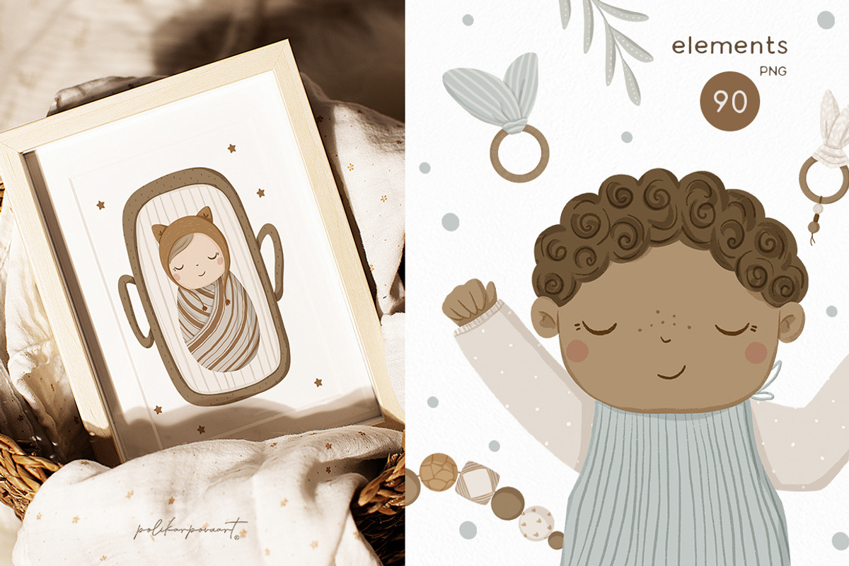 NEWBORN baby illustration & patterns, an Animal Illustration by polikarpovaart (Photo 10 of 13)
