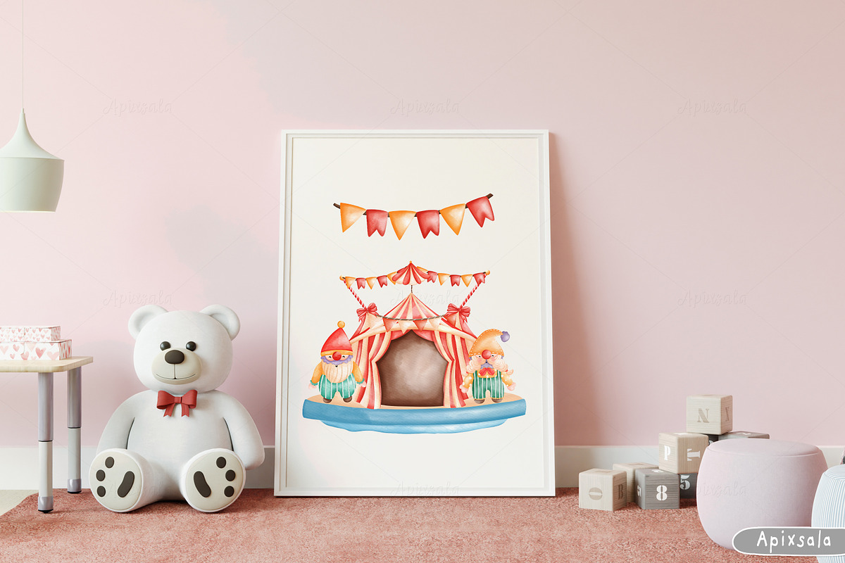 Watercolor Circus Gnome Clipart, an Animal Illustration by Apixsala (Photo 12 of 12)