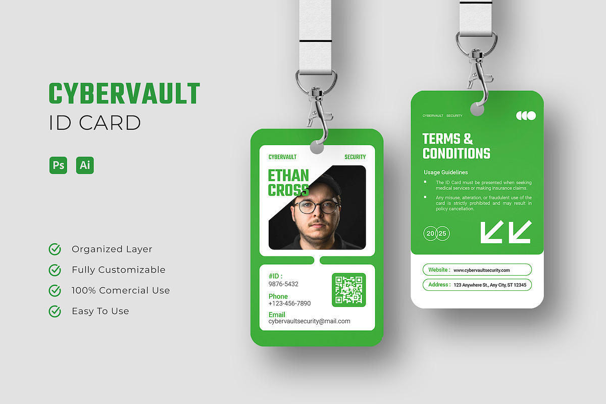 Cybervault Security - ID Card, a Card Template by Esensifiksi.studio (Photo 1 of 3)