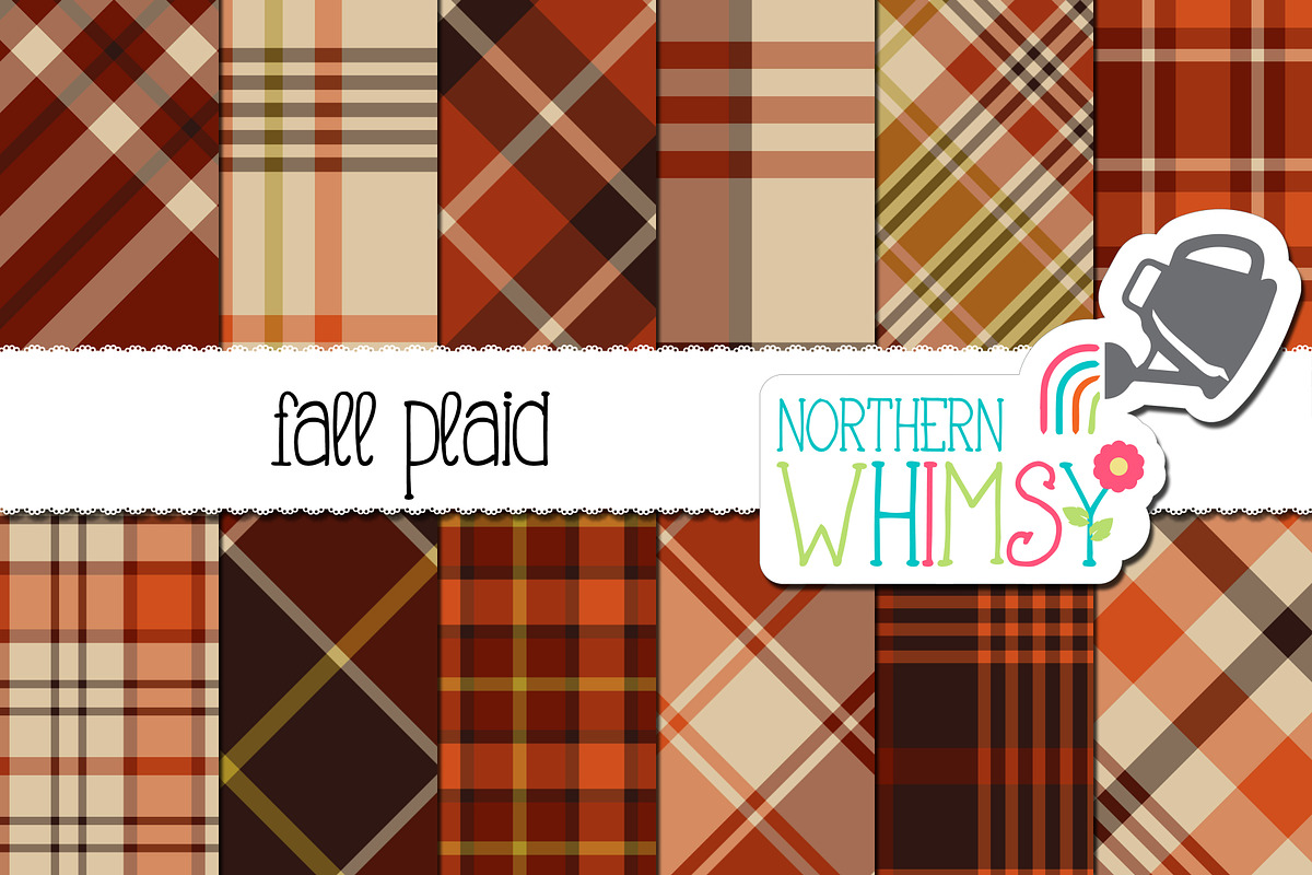 Orange and Brown Fall Plaid, a Pattern Graphic by Northern Whimsy Design