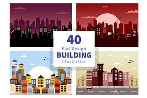 40 Buildings Background Illustration