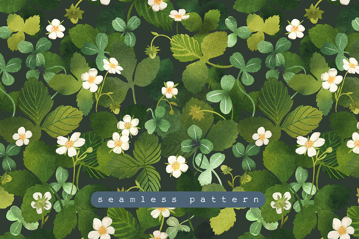 Blossom Wild Strawberry & Clover., an Illustration by Olga Bonitas (Photo 5 of 9)