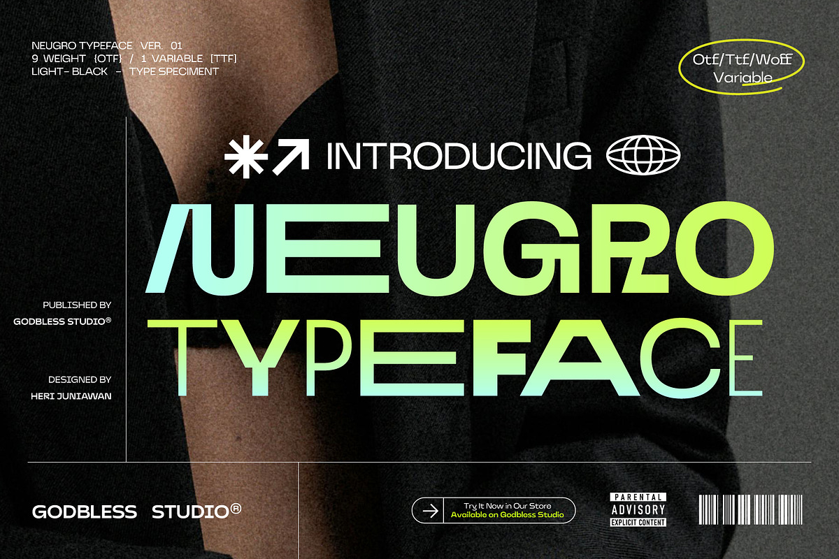Neugro Typeface (50% OFF), a Sans Serif Font by Godbless Studio (Photo 1 of 14)