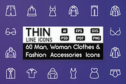 Clothes & Fashion Accessories Icons, an Outline Icon by FlatLineIcons (Thumbnail 1 of 4)