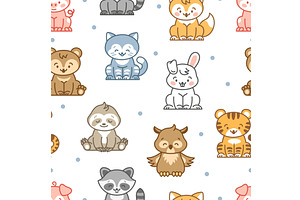 Funny animals seamless pattern, an Animal Illustration by LadadikArt