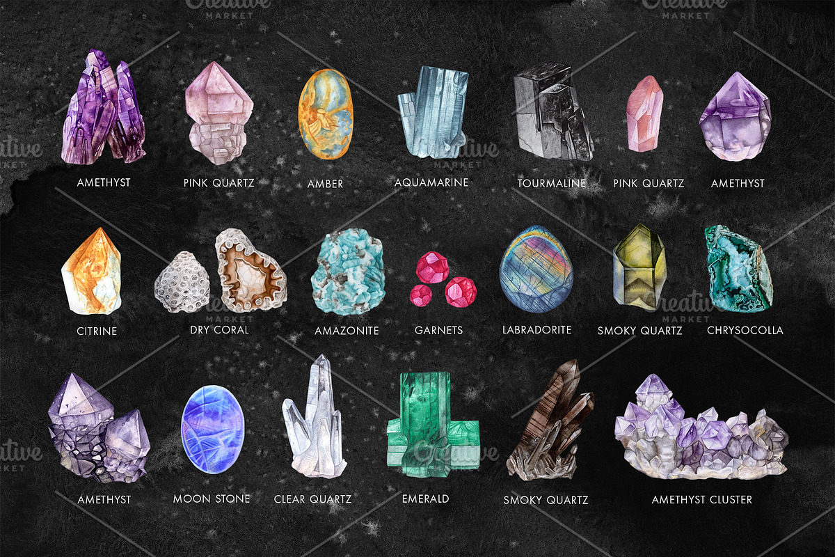 Crystalline. Crystals & Gemstones, an Illustration by Katya Zlobina (Photo 2 of 17)