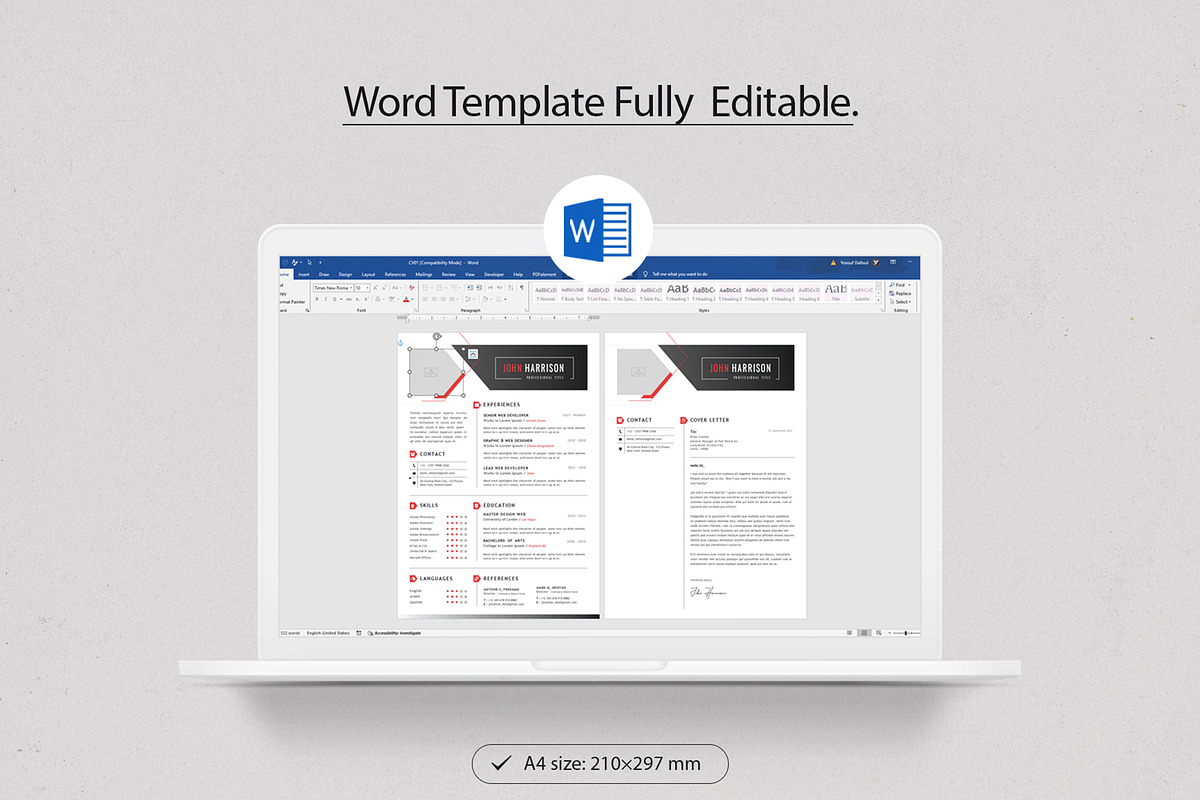 Modern Resume | InDesign& Word, a Resume Template by Creativity-Design (Photo 4 of 4)