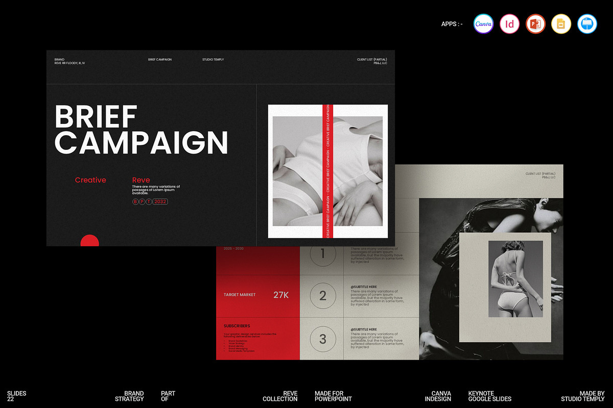 REVE | Brief Campaign Presentation, a Presentation Template by Studio Temply (Photo 1 of 12)