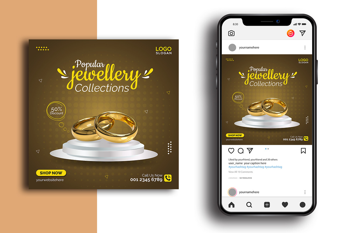 Jewelry social media Instagram post, a Social Media Template by Vectorzone (Photo 1 of 3)