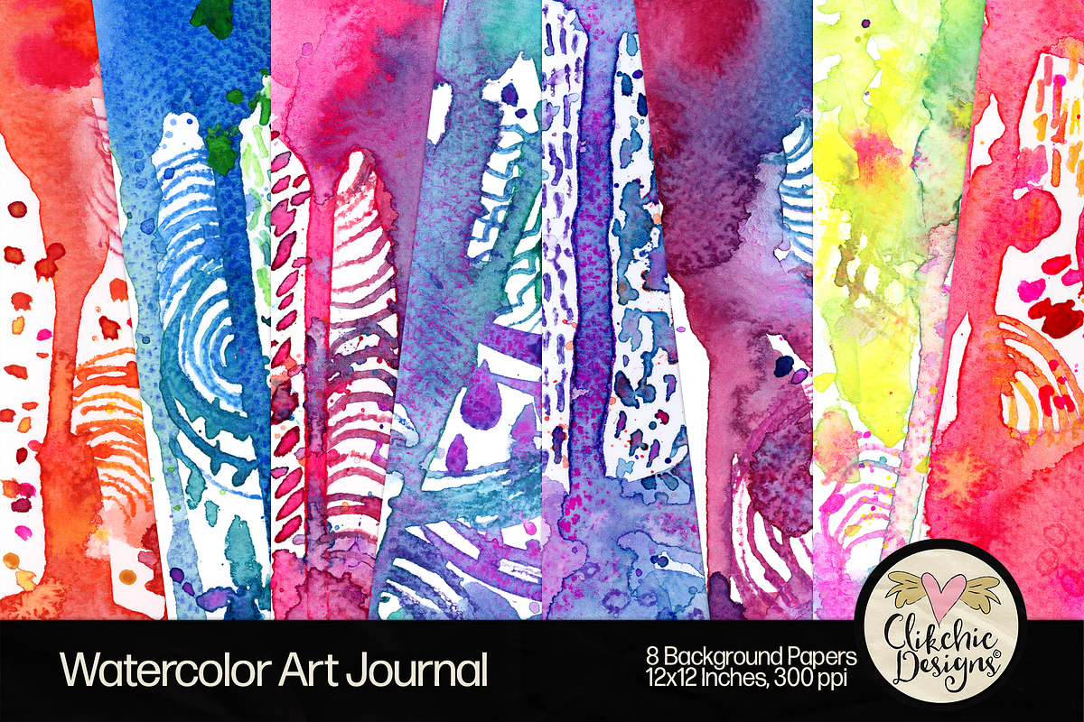 Watercolor Art Journal Backgrounds, a Texture Graphic by Clikchic Designs (Photo 1 of 10)