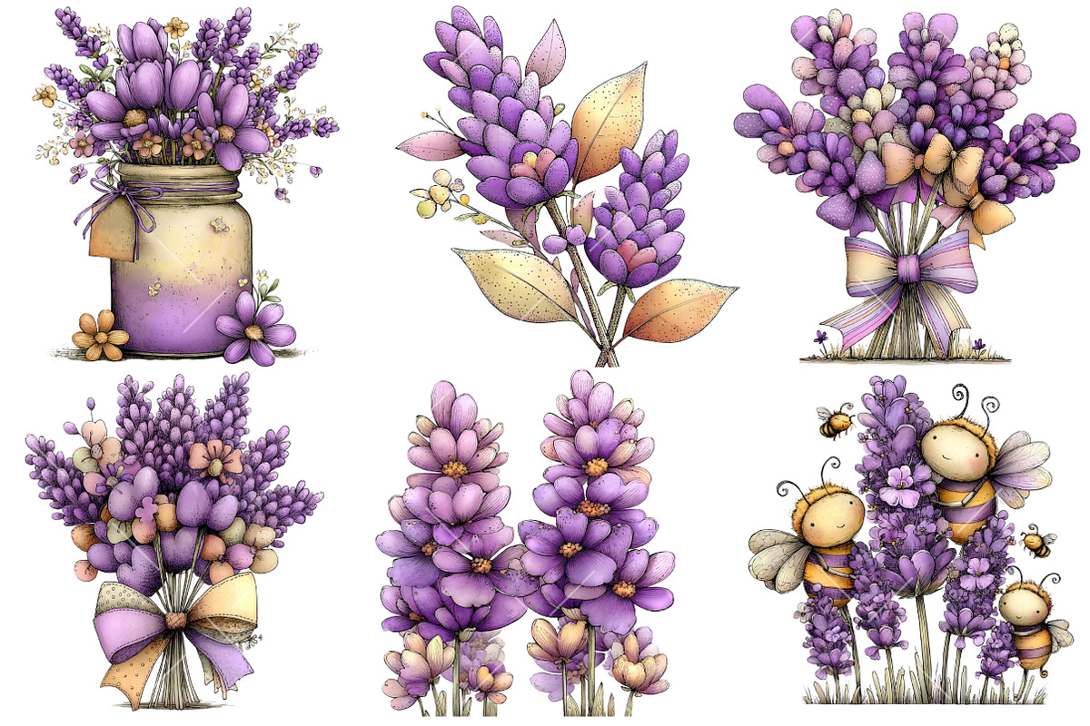 Whimsical Lavender Spring Clipart, an Illustration by OK Design (Photo 3 of 6)