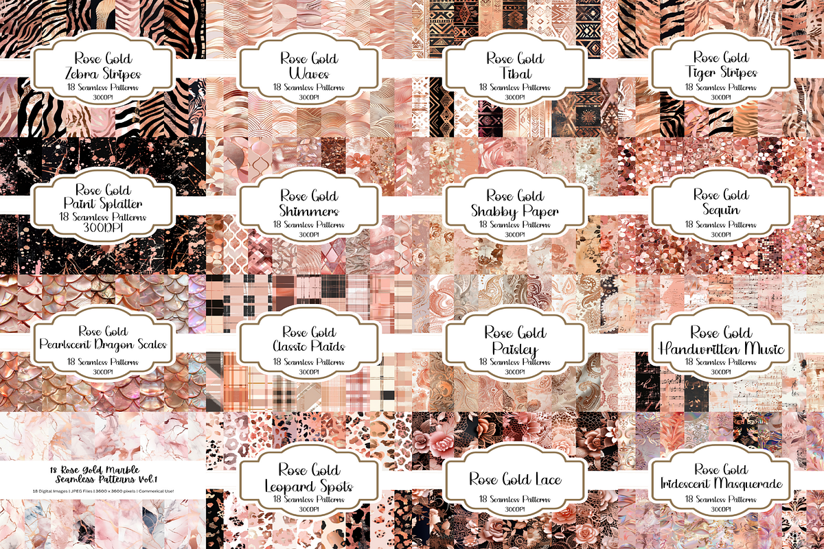 500 Rose Gold Seamless Patterns, a Pattern Graphic by PrintablesByFranklyn (Photo 4 of 4)