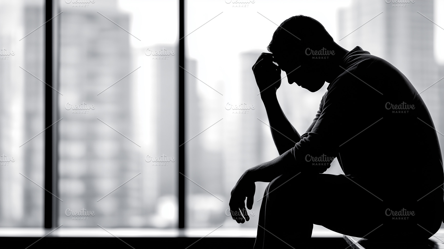 Silhouette of a man sitting indoors, a Person Photo by MistyDay