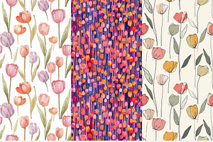 24 Tulip Seamless Pattern Bundle