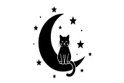 50 Cat Moon Silhouette Vector Bundle, an Illustration by jahid234 (Thumbnail 37 of 51)