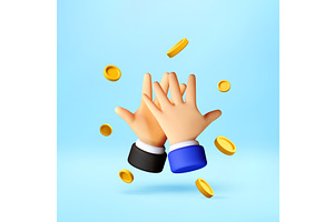 3D Business people giving high five, a Finance Illustration by Abscent
