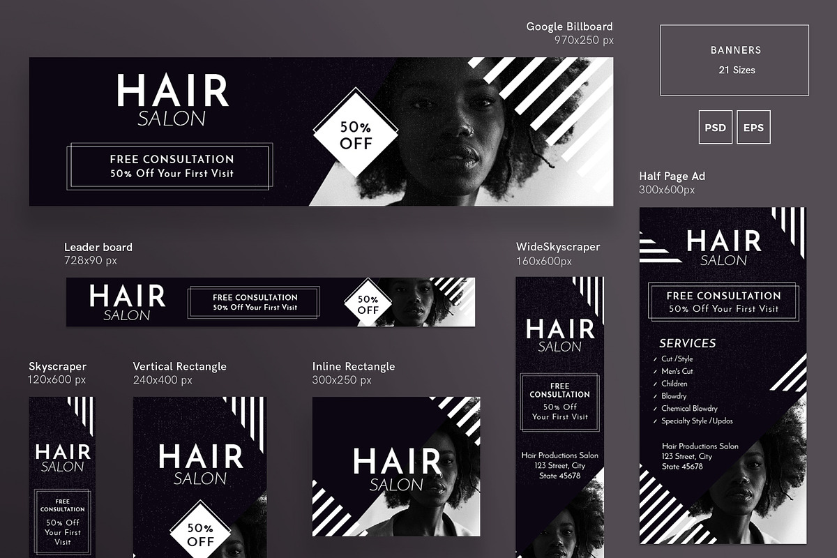 Banners Pack | Hair Salon, a Templates & Theme by Amber Graphics (Photo 3 of 3)
