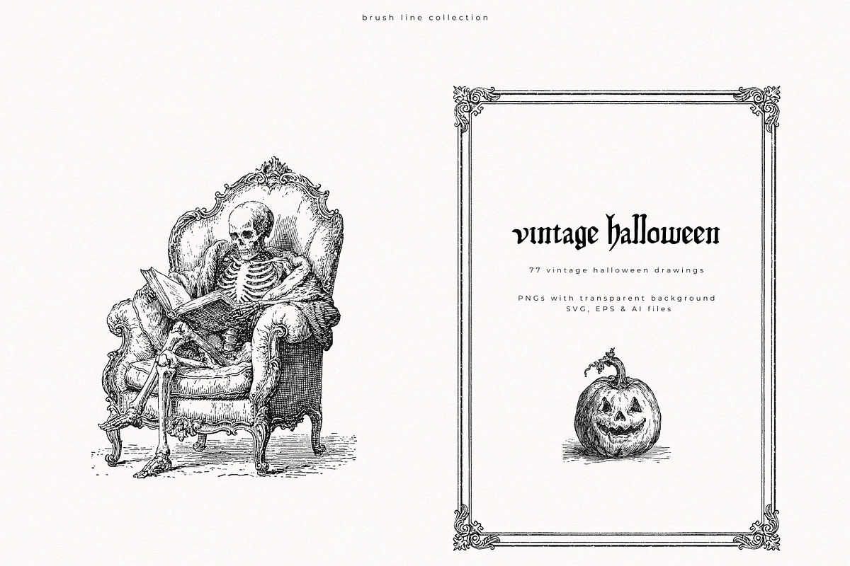 Vintage Halloween Drawings, a Seasonal Illustration by PeDe Designs (Photo 4 of 12)