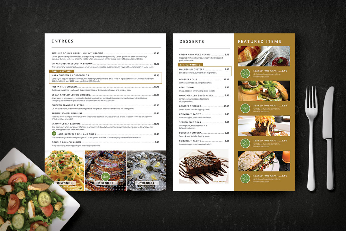 Modern Restaurant Menu (Bellissimo), a Brochure Template by Nathan Knight Design (Photo 2 of 5)
