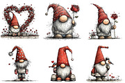 Whimsical Valentine Gnomes Clipart, an Illustration by CraftArtStudio (Thumbnail 6 of 6)