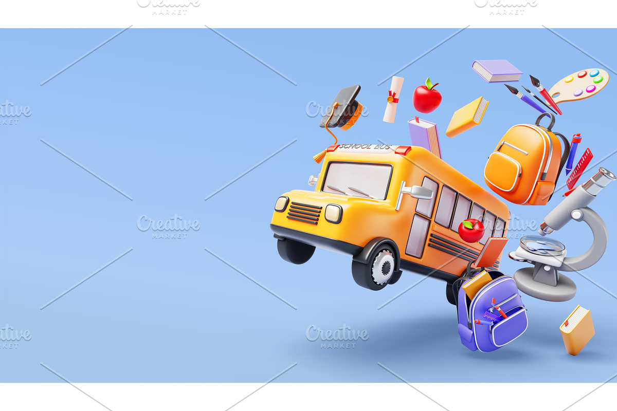 3D Back to school concept with, an Education Illustration by Marozhkastudio