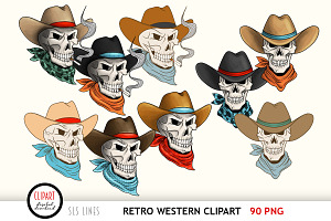 Western Retro Clipart - Cowboys PNG