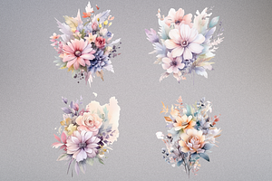 Pastel Wildflowers Bouquet PNG