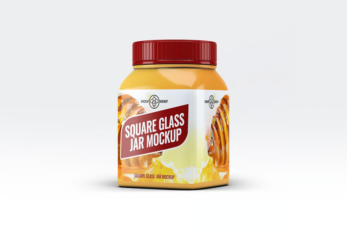 Square Glass Jar Mock-Up, a Product Mockup by DesignRushMarket (Photo 2 of 6)