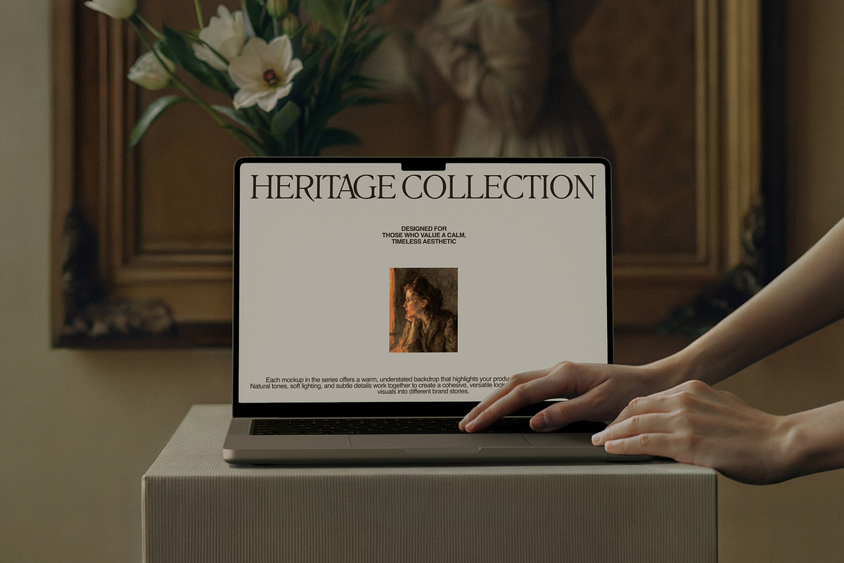 Heritage 02 : The Gallery MacBook, a Mac Mockup by Made by Attic (Photo 1 of 2)