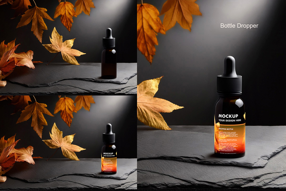 Autumn Leaves & Slate Mockup Set, a Packaging Mockup by BMACHINA Labs. (Photo 2 of 5)