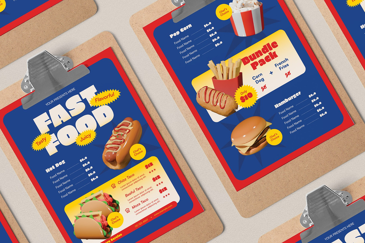 Fast Food Restaurant Menu, a Flyer Template by graphicook (Photo 3 of 4)
