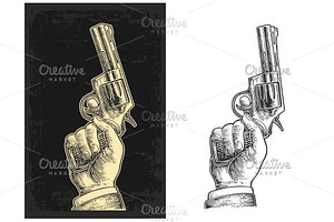 Hand Hold Revolver And Bullets