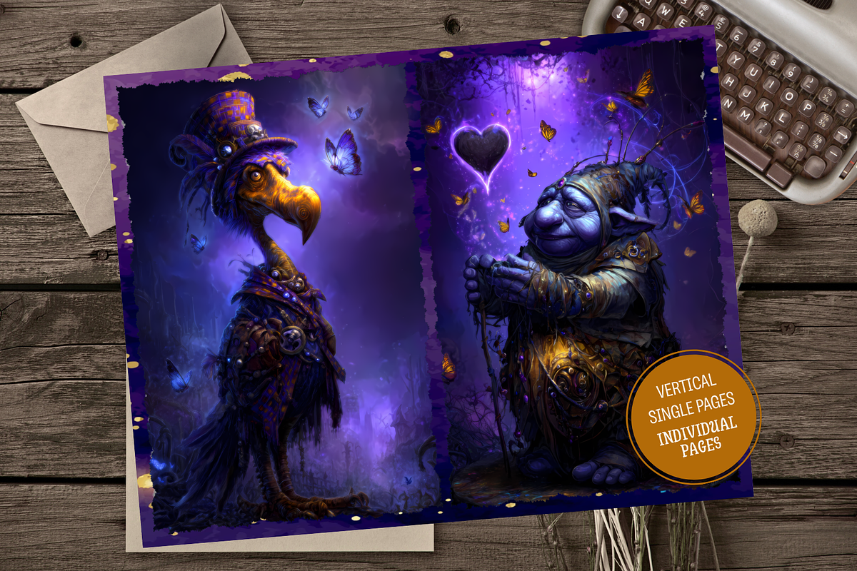 Fantasy Characters Junk Journal Kit, an Illustration by Print Haven Mochi Vintage (Photo 2 of 15)