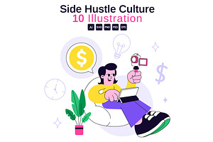 10 Side Hustle Culture Illustration, a Finance Illustration by denayunebgt