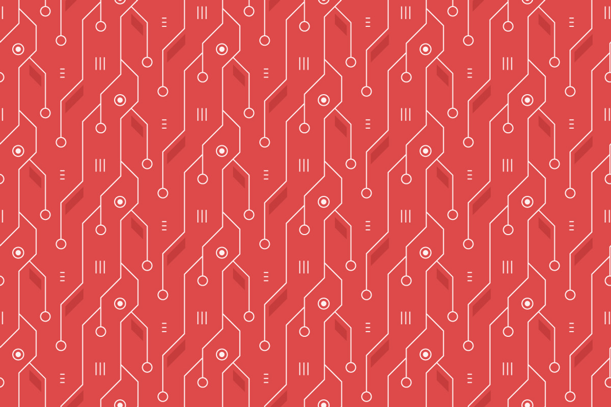 Red Circuit Board Seamless Pattern, a Pattern Graphic by Mightyfire
