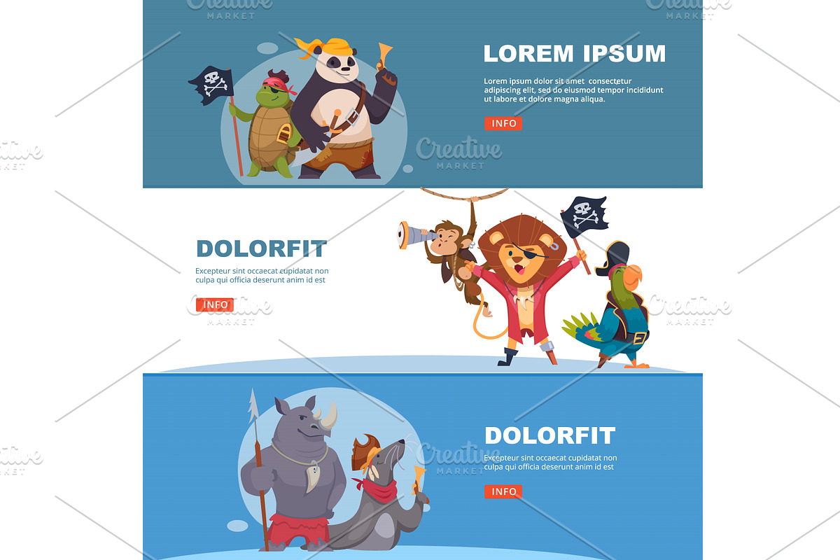 Cartoon pirates. battle animals in, an Animal Illustration by Onyx