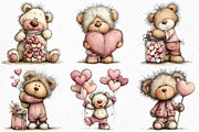 Quirky Valentine Teddy Bear Clipart, an Illustration by Craft Nest (Thumbnail 4 of 11)