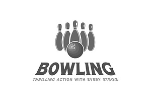 simple bowling ball and pin logo, a Branding & Logo Template by Pyruos ID