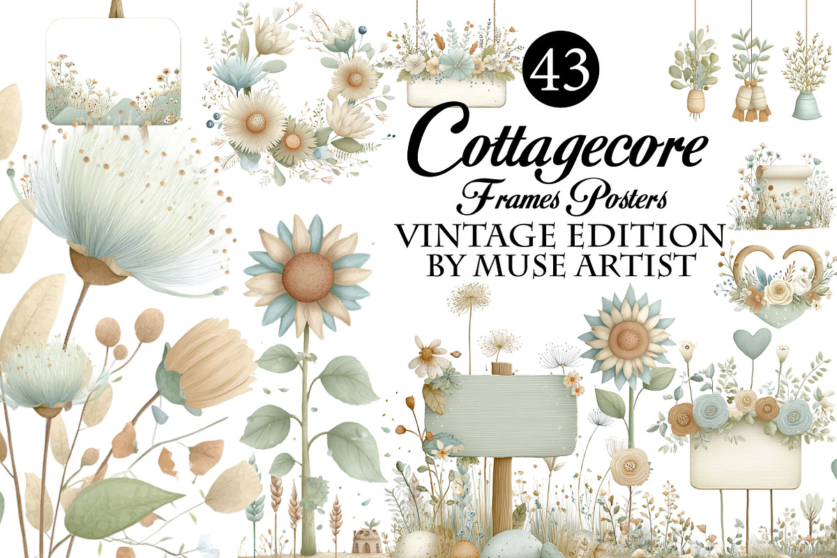 Cottagecore Frames Posters Clipart, an Illustration by DreamArtGraphic (Photo 1 of 8)