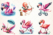 Cute Cartoon Sporty Flamingos, an Illustration by DreamCafeArt (Thumbnail 3 of 5)
