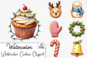 Watercolor Christmas Cookie Clipart, an Illustration by CrexoraLab