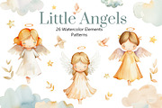 Watercolor Angels girls set, an Object Illustration by AlineArtStore (Thumbnail 1 of 8)