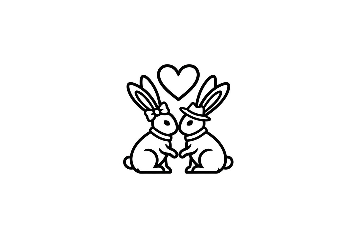Cute Bunny Love Silhouette Icons, an Illustration by Creativeshirt (Photo 17 of 51)