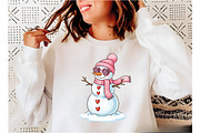 Retro Pink Snowman Png,Merry Christm, an Illustration by Designking (Thumbnail 3 of 5)