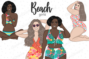 Beach Girl Clipart | Summer Woman, a Person Illustration by GlamArtZhanna