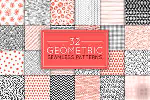 32 geometric seamless patterns set