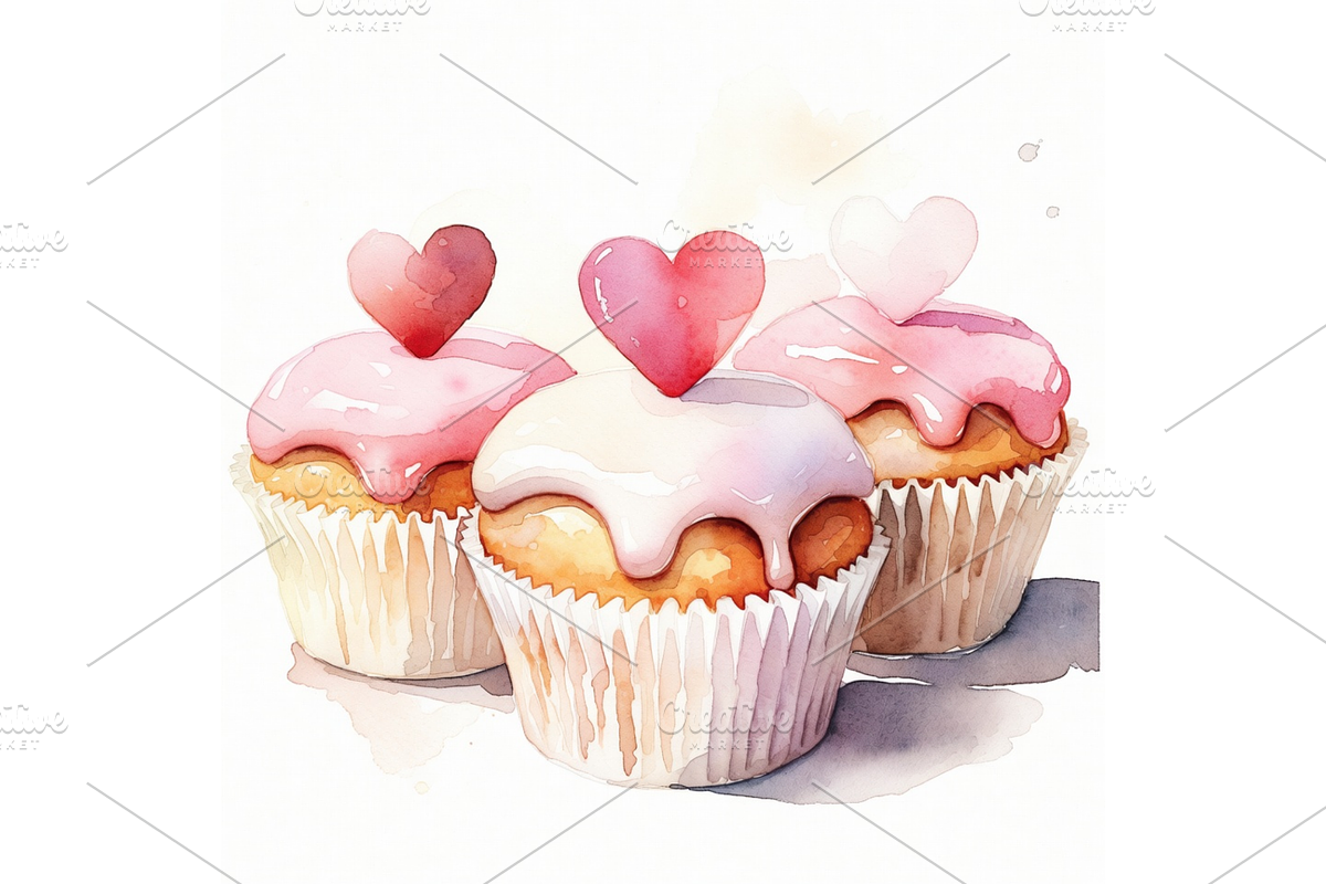 Watercolor Valentine's Day Clipart, a Seasonal Illustration by Creative design (Photo 7 of 7)