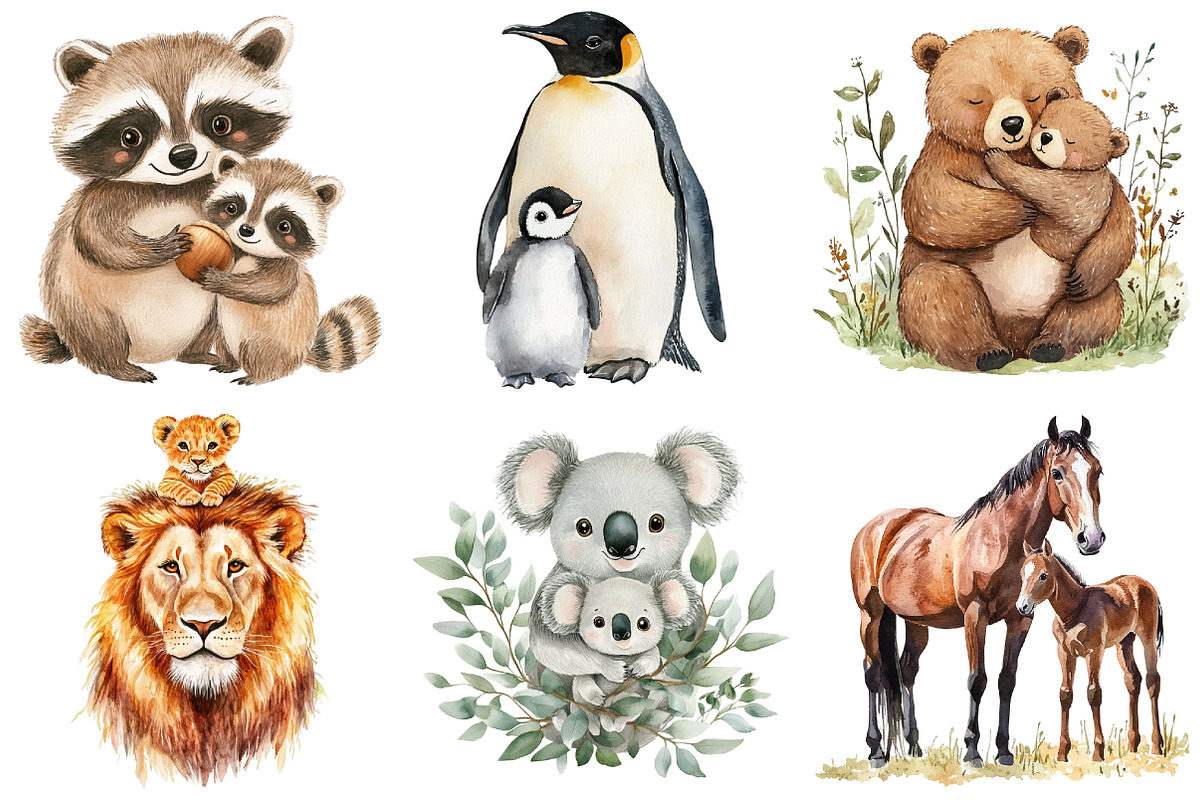Watercolor Father's Day Animals, an Illustration by Craft Nest (Photo 4 of 6)