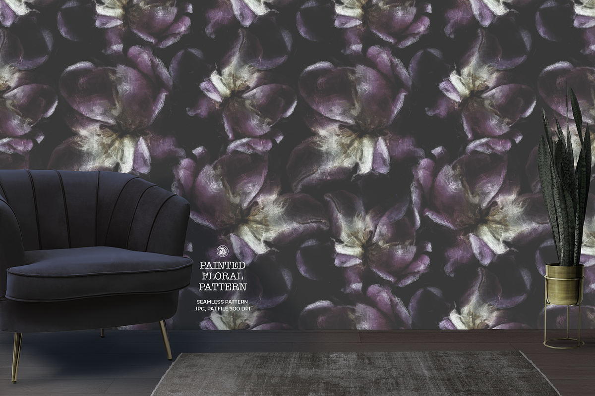Dark Painted Floral Wallpaper, a Wallpaper Graphic by Webvilla Studio (Photo 2 of 7)